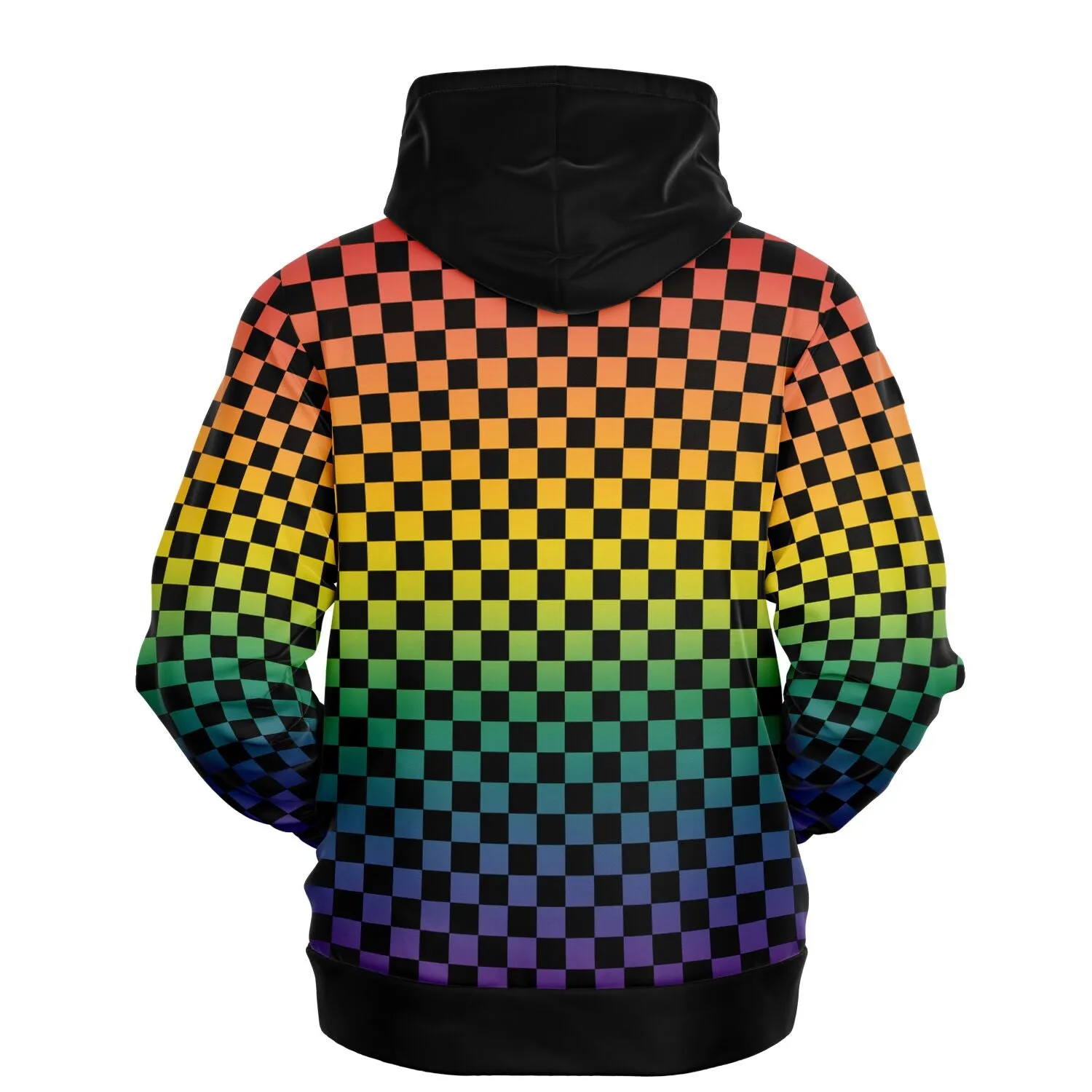 Rainbow Pride Black Contrast Checkered Pullover Hoodie