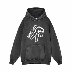 Ride Safe Yeah Biker Vintage Washed Hoodie