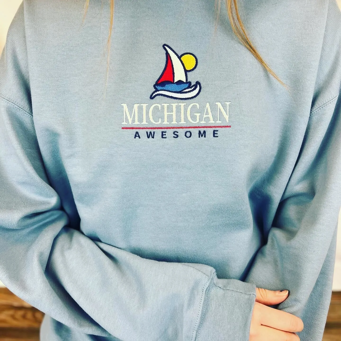 Sailboat Embroidered Crewneck Sweatshirt (CLOSEOUT)