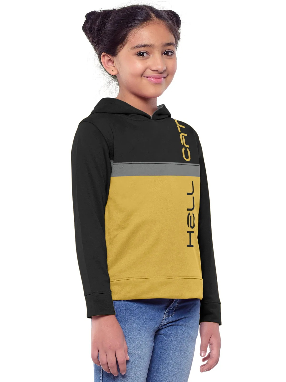 Trendy Printed Full Sleeve / Long Sleeve Hooded Sweatshirt for Girls - Pack of 2