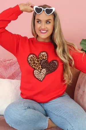 Valentine's Day Leopard Hearts Sweatshirt