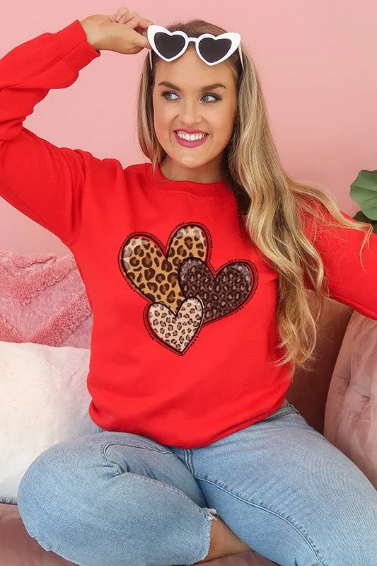 Valentine's Day Leopard Hearts Sweatshirt