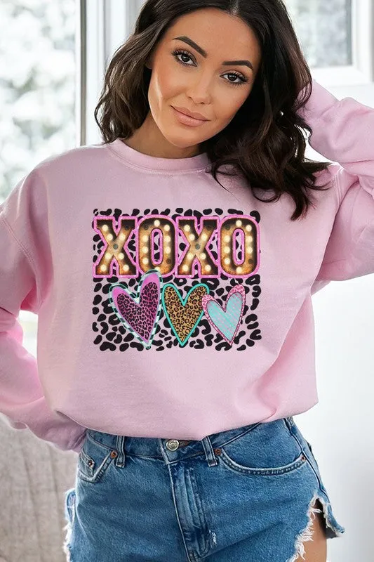 Valentine's Day XOXO Leopard Block Sweatshirt