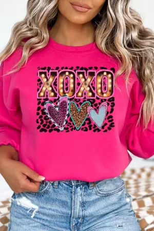 Valentine's Day XOXO Leopard Block Sweatshirt