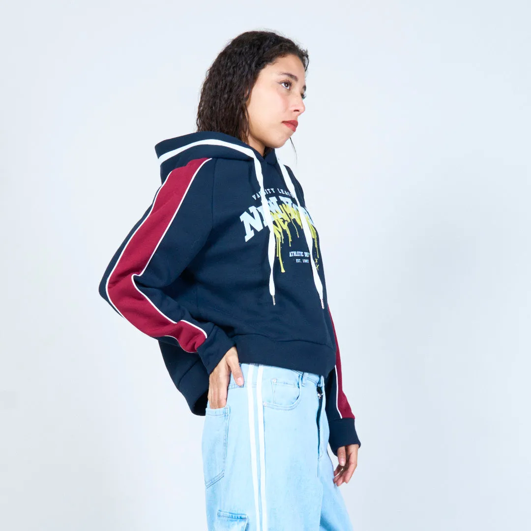 Varsity-inspired cropped hoodie wholesale