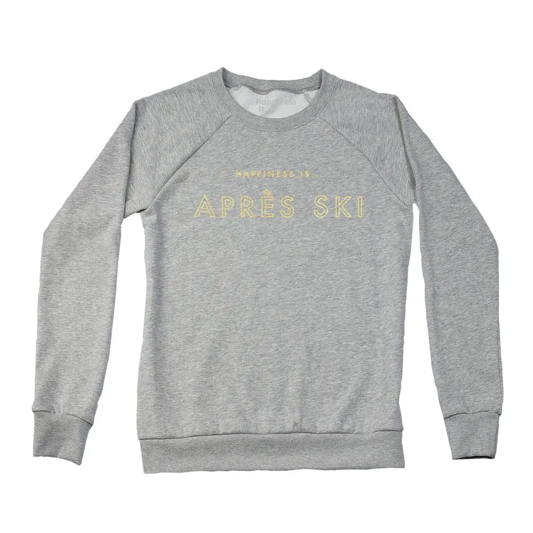 Women's Apres Crew Sweatshirt, Heather Grey with Gold