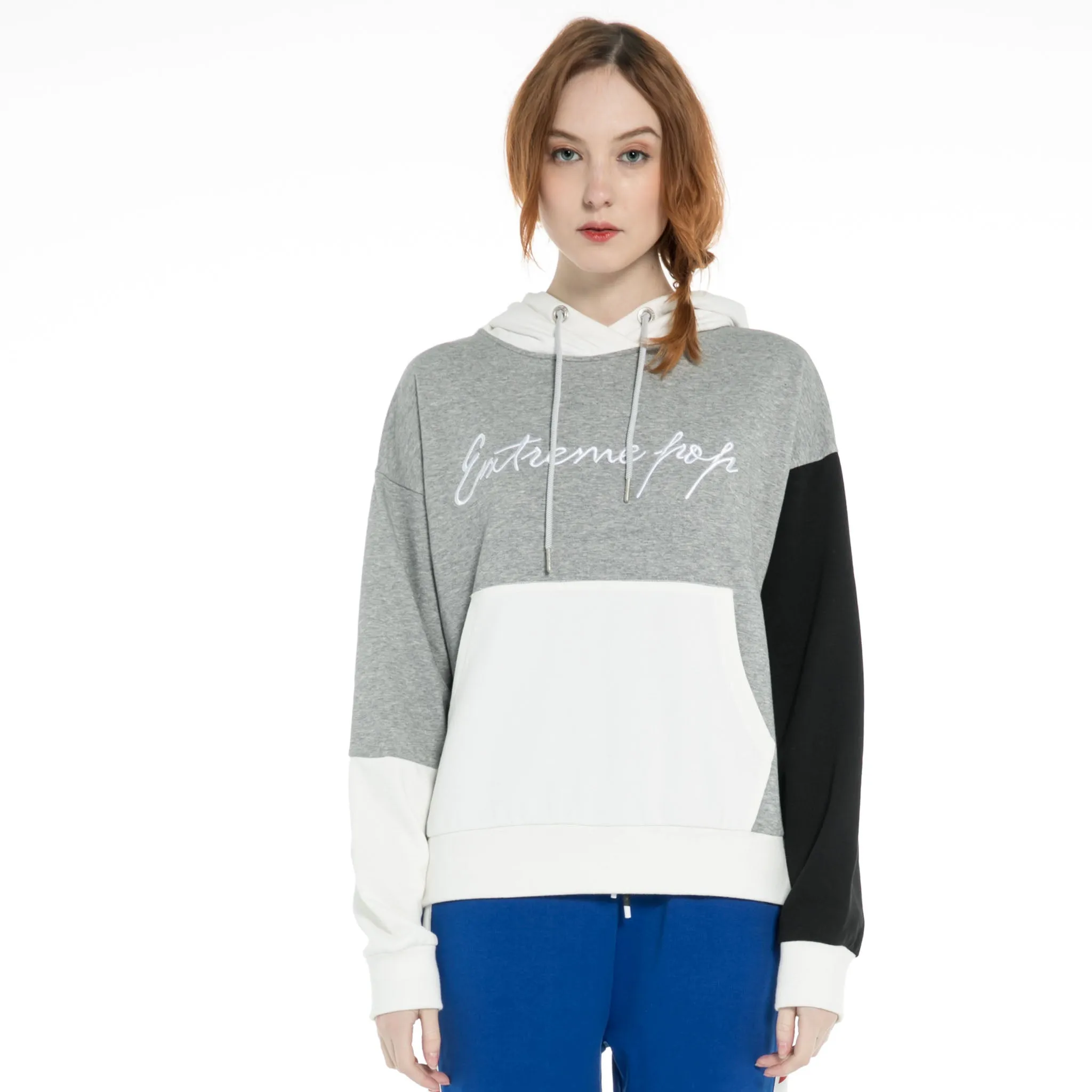 Women's Contrast Colors Hoodie Sweatshirt