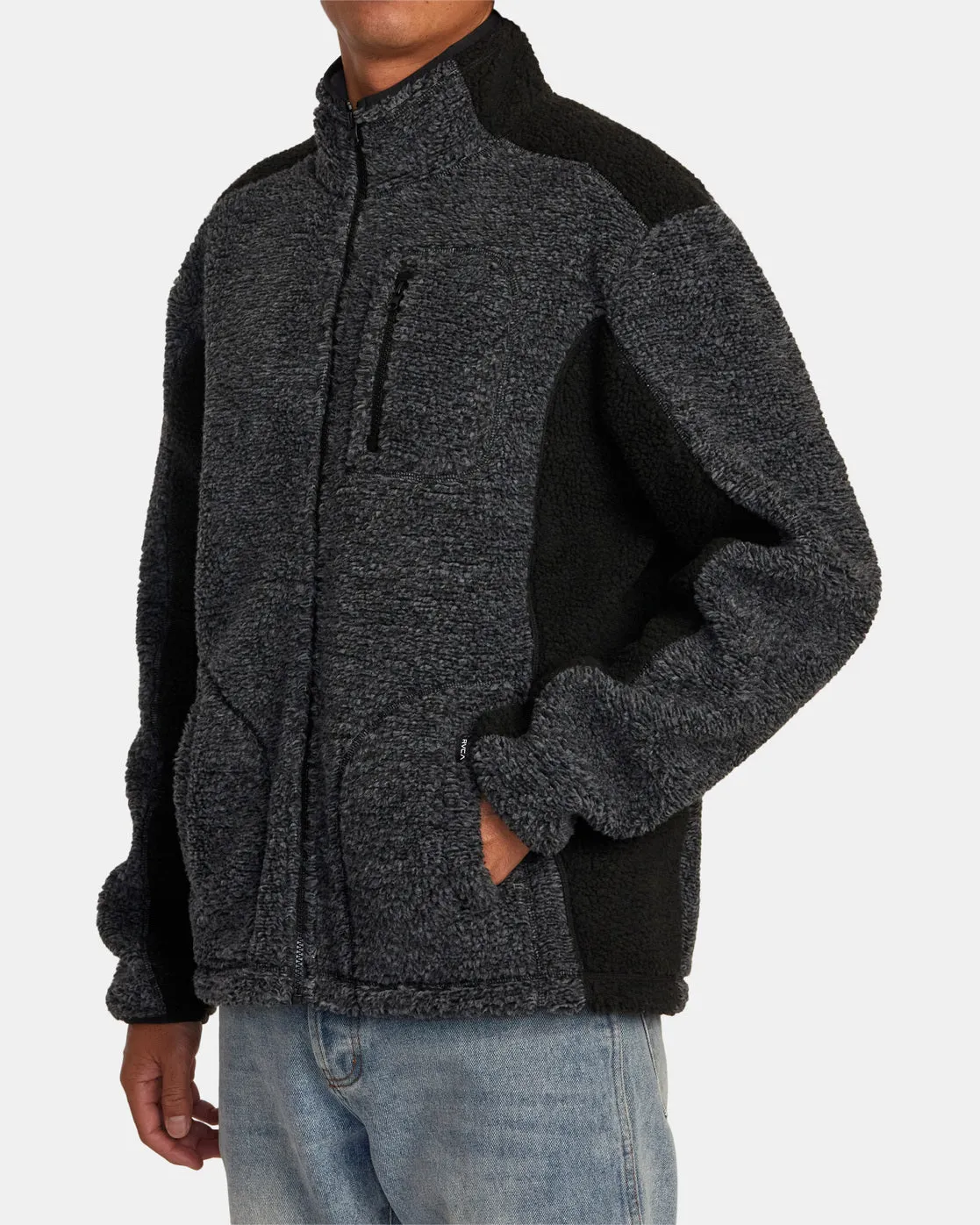 Zach Allen Zip-Up Sherpa Jacket - Black